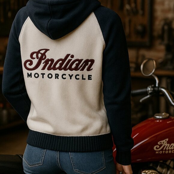 🏍️ Indian Motorcycle Hooded Zip Cardigan – Size S – Very Good Condition 🏍️ - Picture 3 of 13